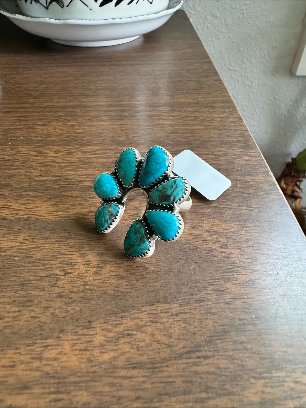 Turquoise Floral Cluster Statement Ring - Blue Turquoise
